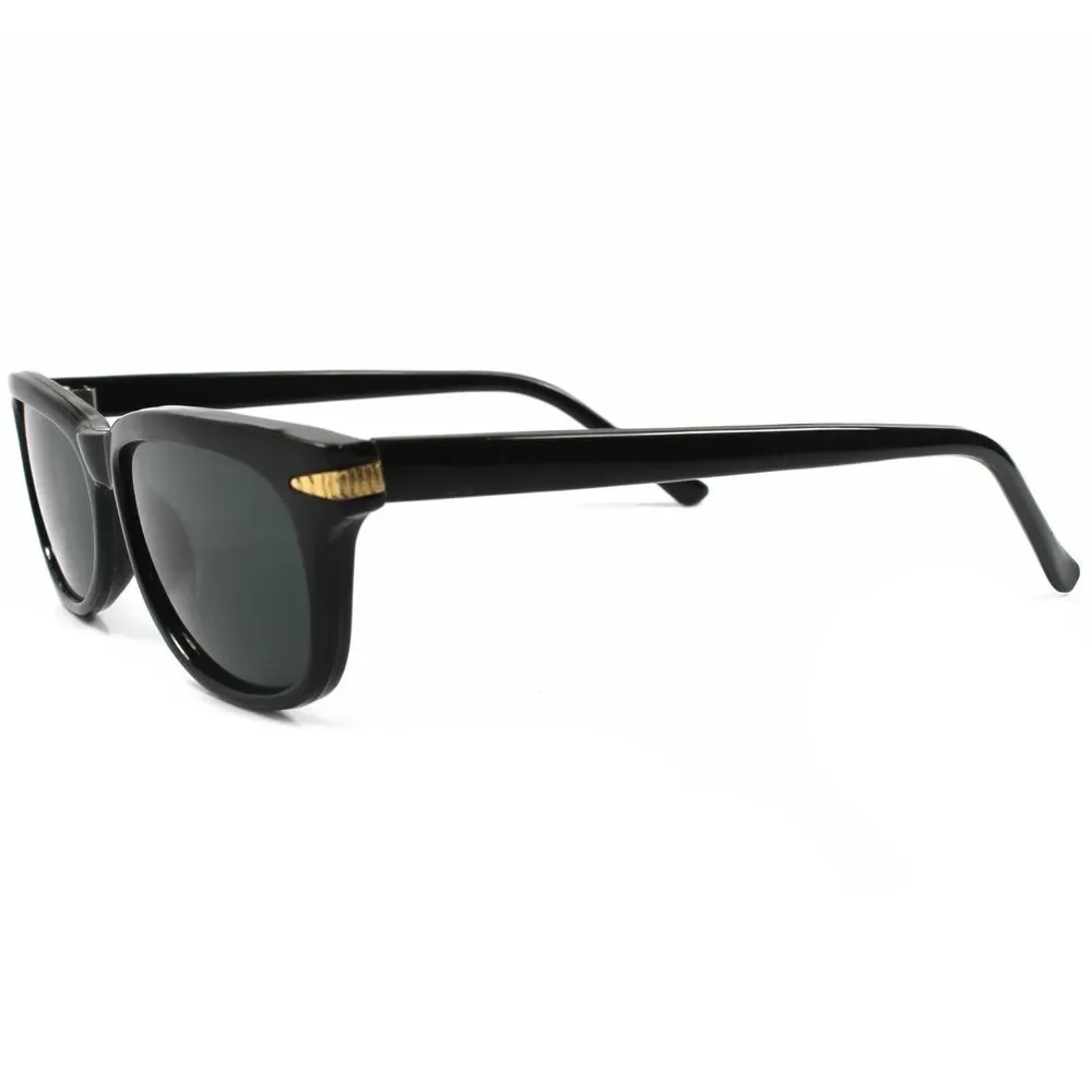 Vintage 80s Hipster Black Horn Rimmed Mens Womens Sunglasses